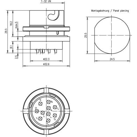Telegärtner - I/O-Steckverbinder Gerätebuchse 10-polig 100023271 NF-Steckverbindung