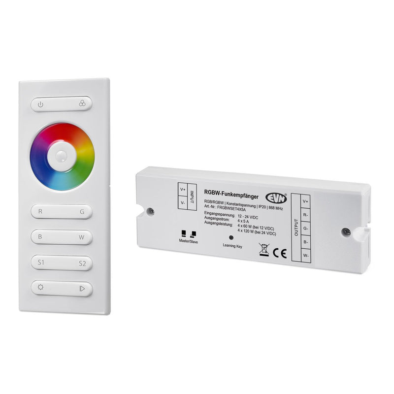 EVN Lichttechnik - Steuergerät für Leuchten RGBW-Funkset FRGBWSET4X5A Empfänger,Handsender