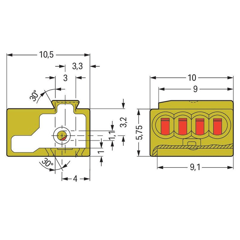 WAGO - Leiterplattenklemme 4-Leiter-Federleiste 243-725 PUSHWIRE,0,8mm,dgr − 400 Stück