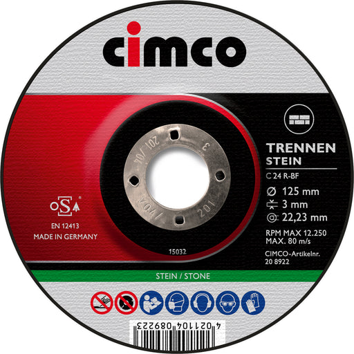 Cimco Werkzeuge - Trenn-/Schleifscheibe Korund-Trennscheibe 208922 Stein D=125mm
