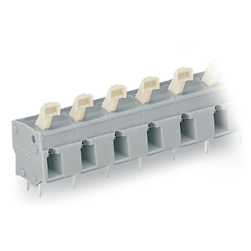 WAGO - Leiterplattenklemme 257-624 Drücker,2,5 mm²,grau − 5 Stück
