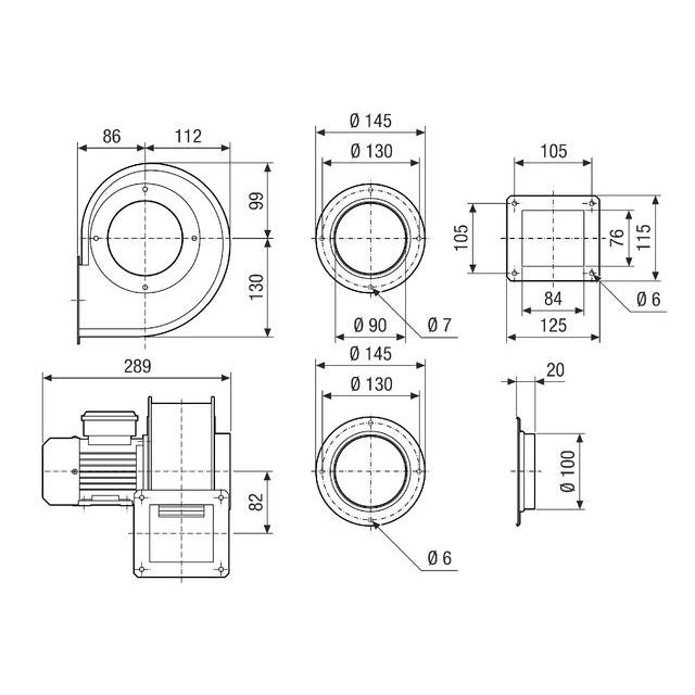Maico - Explosionsgeschützter Ventilator Radialgebläse GRM 10/2 D Ex 430m3/h, Baugröße100