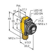 Turck - Reflexions-Lichtschranke Opto Sensor QS18VN6CV15Q8 Winkellichttaster