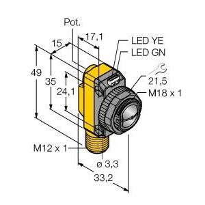 Turck - Reflexions-Lichtschranke Opto Sensor QS18VN6CV15Q8 Winkellichttaster