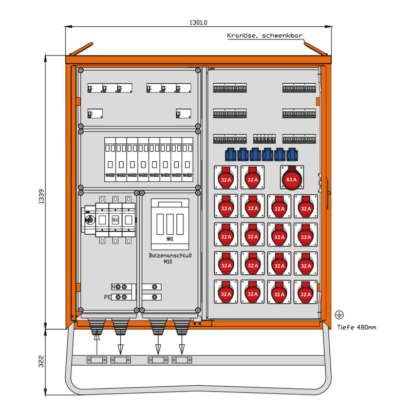 Walther Werke - Baustromverteiler Verteilerschrank WV0624CR1 246kVA f.Container
