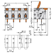 WAGO - Leiterplattenklemme 2601-1308 1,5mm²,gr − 30 Stück