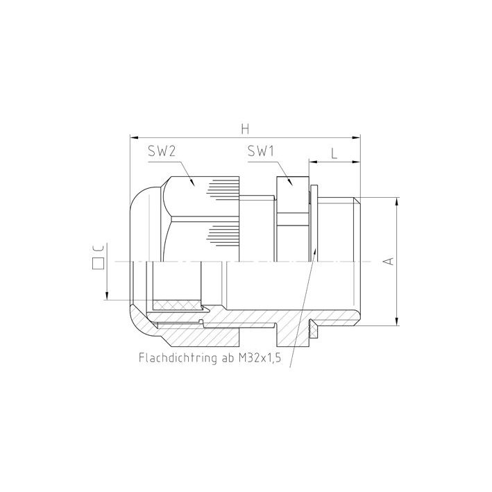 Jacob - Kabelverschraubung 50.650 PA7035FK1 PA M 50x1,5 − 5 Stück