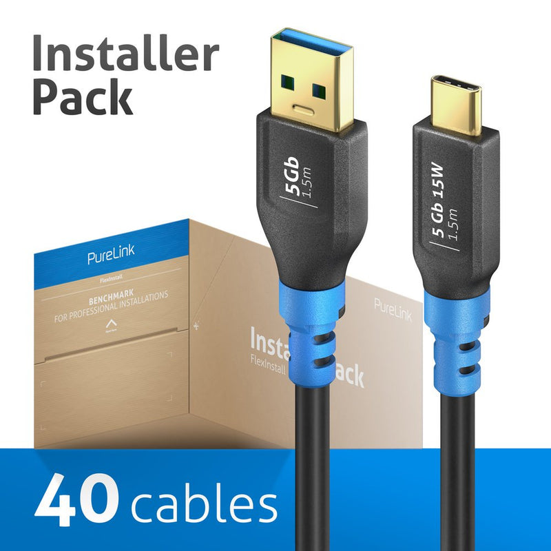 PureLink - PC-Kabel USB-C>A Kabel 1,5m FI-U320-015-PCK FlexInstall,VE 20Stk