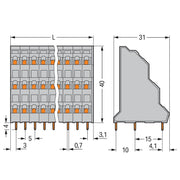 WAGO - Leiterplattenklemme Dreistock-Leiterplattenkl. 737-116 2,5mm² − 12 Stück
