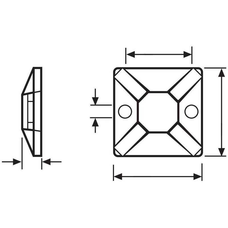 HellermannTyton - Befestigungssockel und -element für Kabelbinder Befestigungssockel MB2AM PA66 BK 500 13x13mm − 500 Stück