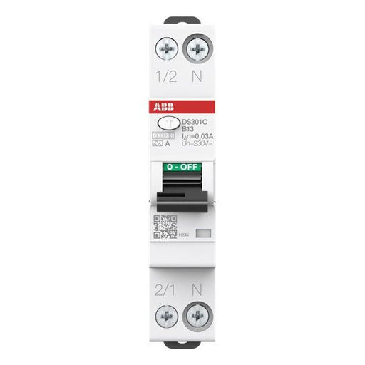 ABB Stotz S&J - Kombination FI-Schalter/Leitungsschutzschalter FI/LS-Schalter DS301C B13 A30#U1135 6kA,1P+N − 96 Stück