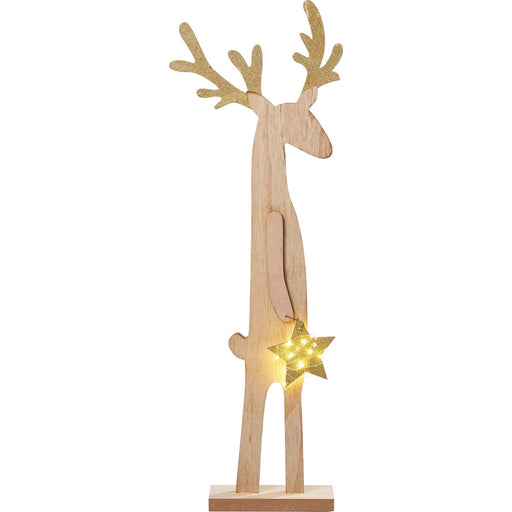 Hellum - Festbeleuchtung LED-Holzrentier 524130 mit Stern