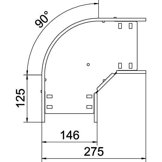 OBO Bettermann - Bogen für Kabelrinne Bogen 90 Grad RB 90 615 A4 60x150, rostfrei