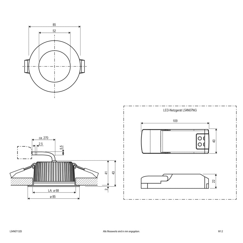 EVN Lichttechnik - Downlight/Strahler/Flutlicht LED-Spot 230V dim. IP54 L54N071325 3000-5700K chr-sat