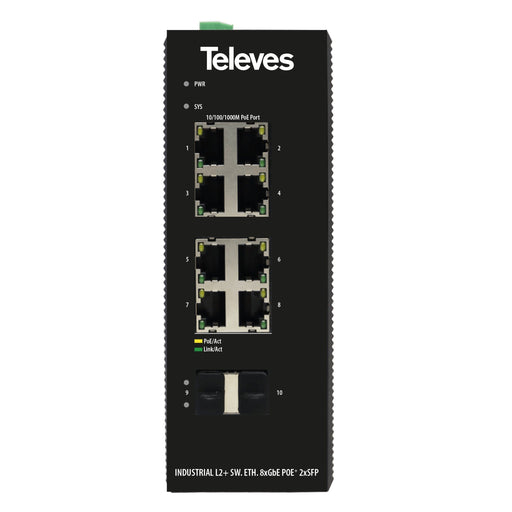 Televes - Netzwerk Switch Industrial Ethernet-Switch SWM8X1000P2S L2+ 8xGbE (PoE+)