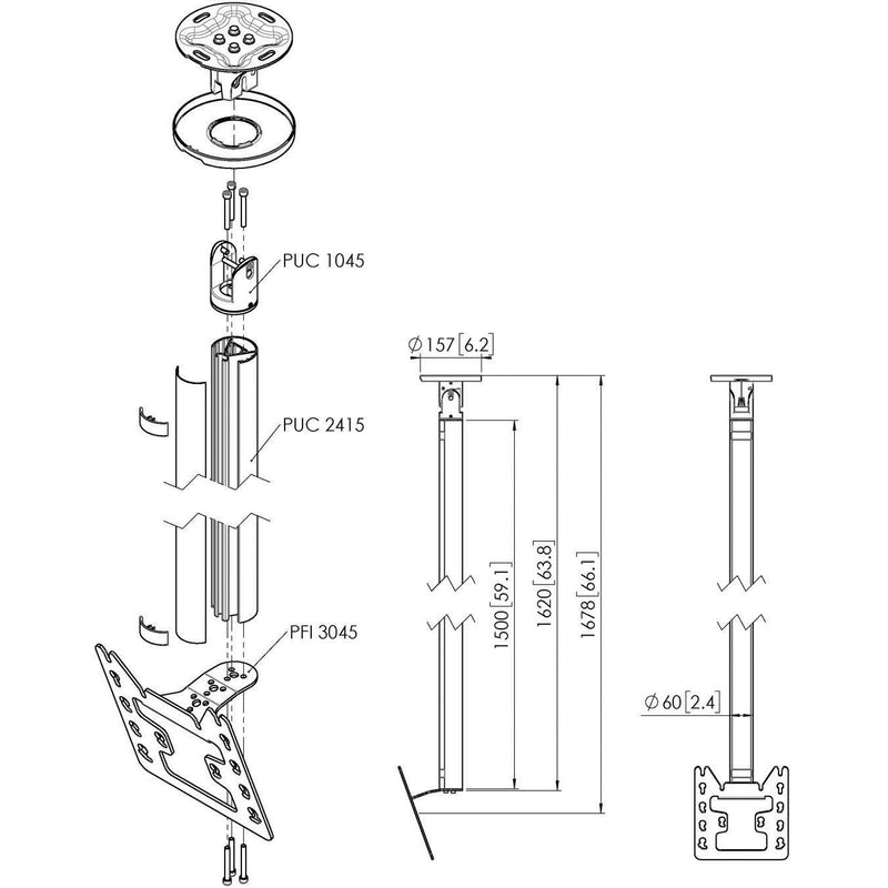 Vogels - Halterung für Audio-/Videosysteme Einzelprofil VESA 200x200 CT241522 sw Connect-It,150cm