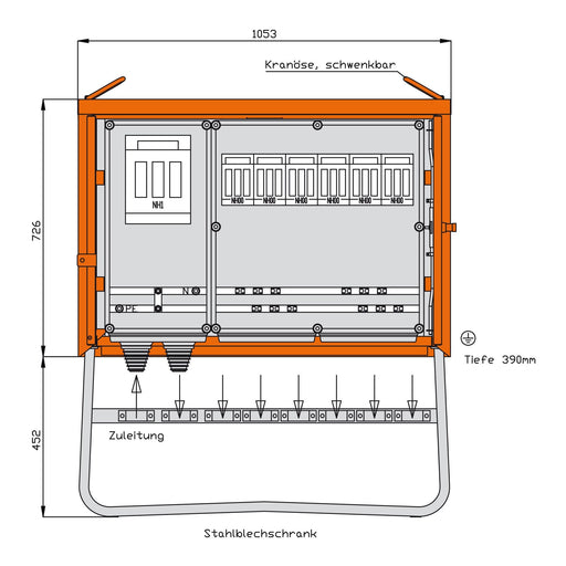Walther Werke - Baustromverteiler Gruppenverteiler WGV0075 173kVA 6Abg.(Sila)