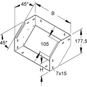 Niedax - Bogen für Kabelrinne Universal-Steigstück RSDU 100.200-1.5S OV 2x45°, 100x200mm