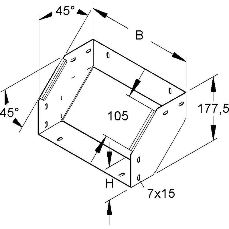 Niedax - Bogen für Kabelrinne Universal-Steigstück RSDU 100.200-1.5S OV 2x45°, 100x200mm