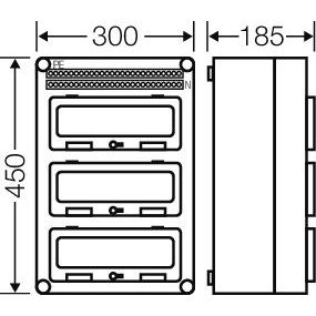 Hensel - Installationskleinverteiler Automatengehäuse Mi 1333 36TE m.3Klappdeckeln