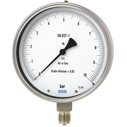Wika Wiegand - Rohrfedermanometer Feinmessmano 332.30.160 VA 13468007 -1barCl06G1/2Bunt