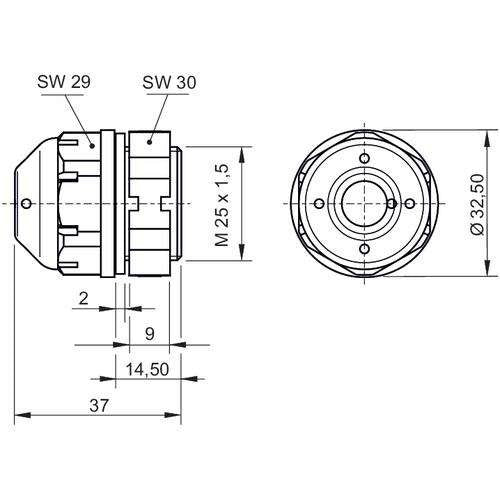 Stahl - Filter (Gehäuse/Schaltschrank Klimatisierung) Klimastutzen G162/1-25-3 #285803 m. Mutter Los20 − 20 Stück