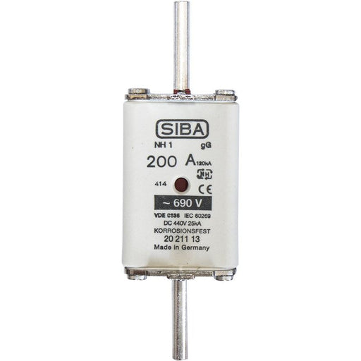 Siba - Messersicherung NH-Sicherungseinsatz 2021113.200 200A NH1 gG 690V − 3 Stück