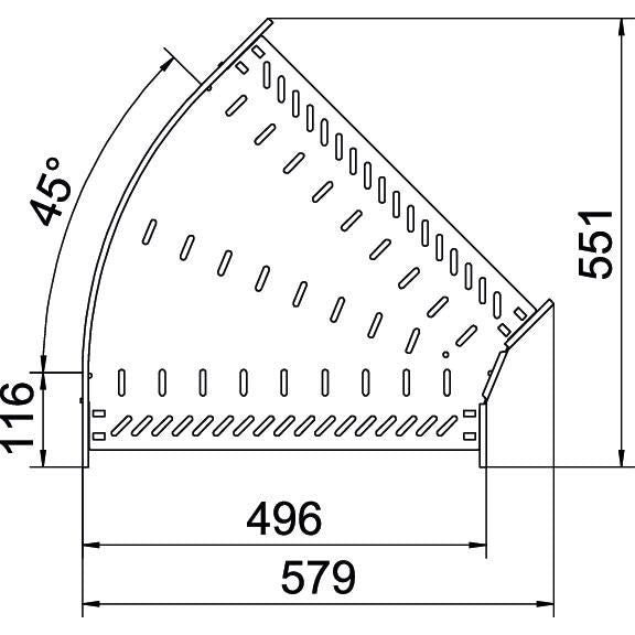 OBO Bettermann - Bogen für Kabelrinne Bogen 45 Grad RB 45 850 FS 85x500 bandverzinkt