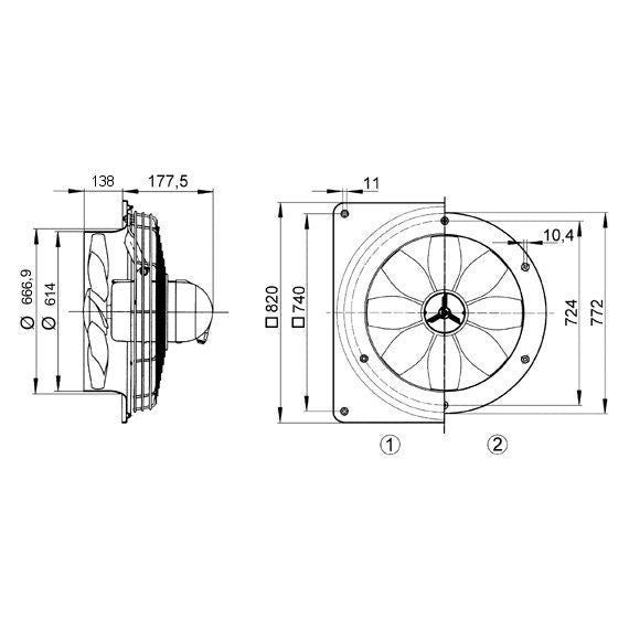 Maico - Explosionsgeschützter Ventilator Axial-Wandventilator DZS 60/6 B Ex e ex-geschuetzt DN 600