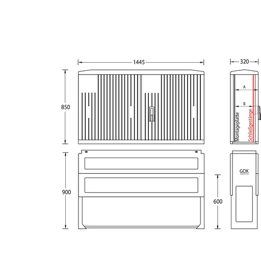 uesa - Gehäuse/Schaltschrank (leer) Normschrank IP44 A130-M-850 850x1445x320mm