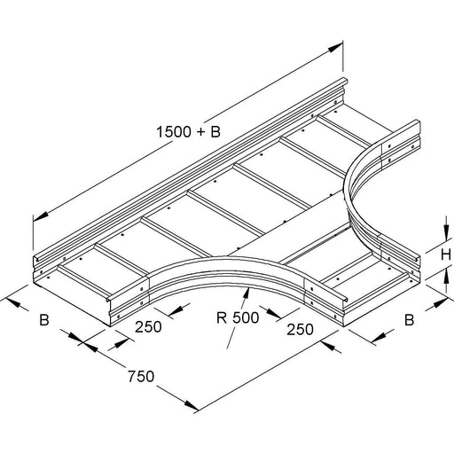 Niedax - T-Stück für Kabelrinne T-Stück WRTR 150.500 150x500mm
