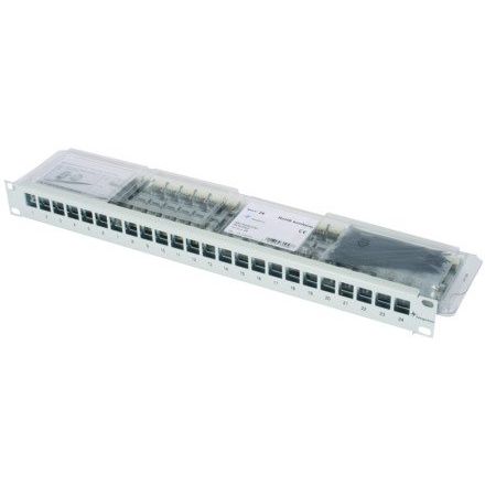 Telegärtner - Patchpanel Kupfer 19Z-Modulträger 1HE grau 100007013 inkl. 24xAMJ-S Cat6A