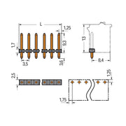 WAGO - Leiterplattensteckverbinder THT-Stiftleiste Lötstift 2091-1704 1,0 mm,gerade,sw − 500 Stück