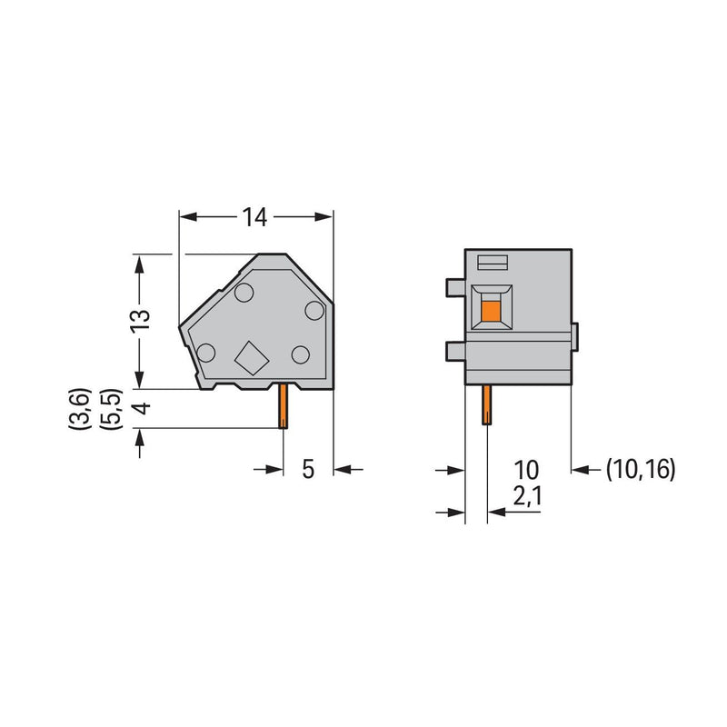 WAGO - Leiterplattenklemme Anreihbare Leiterplattenk. 236-732 2,5mm² − 100 Stück