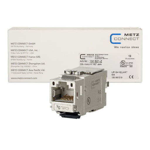 Metz Connect - Modularer Steckverbinder C6Amodul K 180 Jack 130B21-Z 12 Cat.6A − 12 Stück