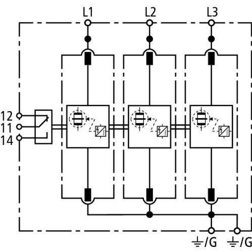 DEHN - Blitzstromableiter für Energietechnik Blitzstromableiter DB MU 3PY 208 3W+G R Typ1 DEHNbloc M