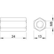 OBO Bettermann - Langmutter Verbindungsmuffe CSTR M8 A2 M8x30mm − 50 Stück