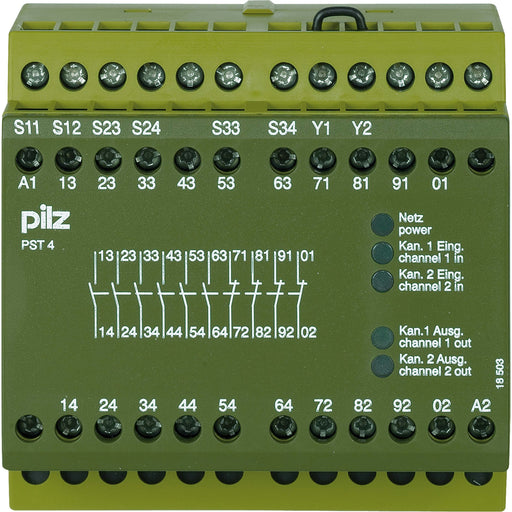 Pilz - Gerät zur Überwachung von sicherheitsgerichteten Stromkreisen Schutztürwächter PST 4 #720300 24VDC 6S4Ö