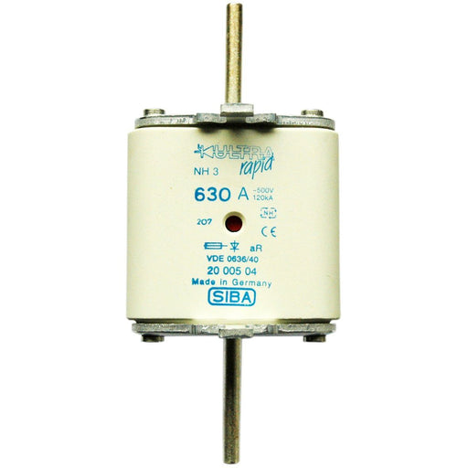 Siba - Messersicherung NH-Sicherungseinsatz 2000504.500 500A NH3/2 aR 500V − 3 Stück