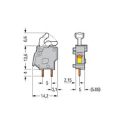 WAGO - Leiterplattenklemme Anreihbare Leiterplattenk. 257-451 Drücker,2,5mm²,gr − 100 Stück