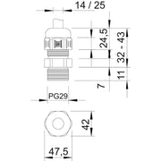 OBO Bettermann - Kabelverschraubung Verschraubung V-TEC PG29 LGR − 20 Stück