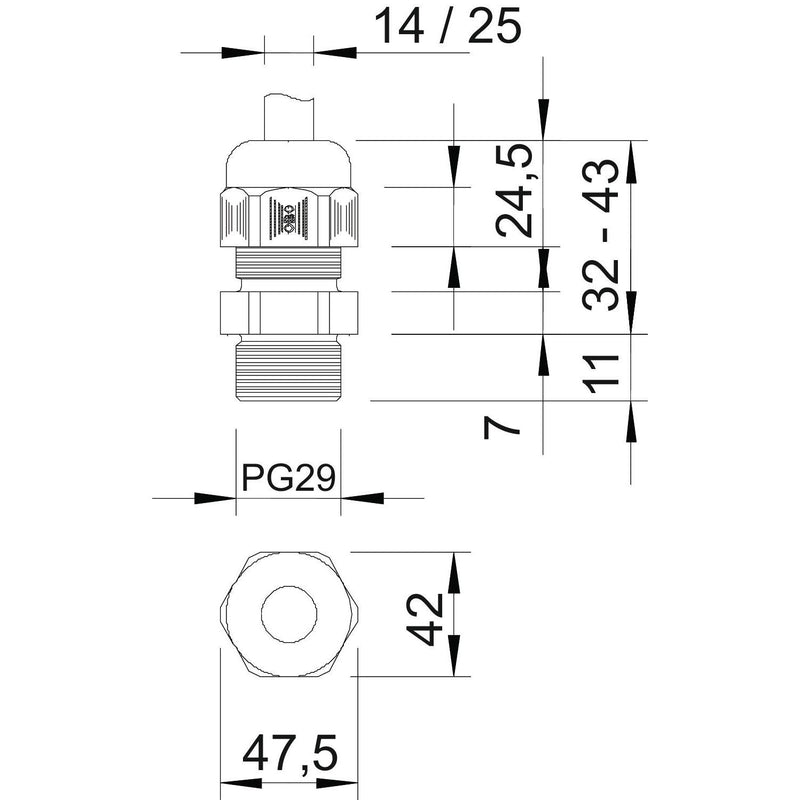 OBO Bettermann - Kabelverschraubung Verschraubung V-TEC PG29 LGR − 20 Stück