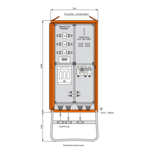 Walther Werke - Baustromverteiler Anschlussschrank WA0031H 173kVA/1Abg/1Z/1W