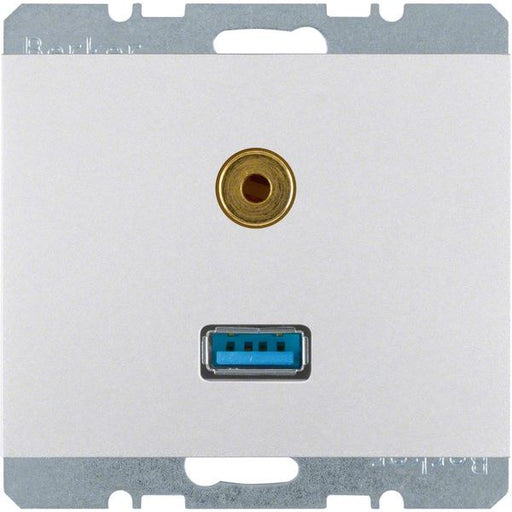Berker - Einsatz/Abdeckung für Kommunikationstechnik USB/3,5mm Audio Steckdose 3315397003 Alu