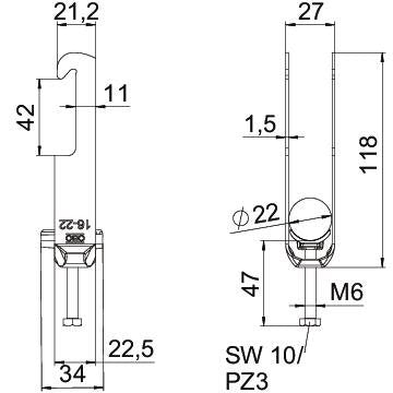 OBO Bettermann - Bügelschelle BS-W2-K-22 FT 6-22mm − 50 Stück