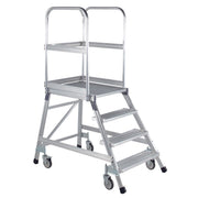 ILLER-LEITER - Stufenleiter Podestleiter fahrbar 46390 einseit.7 Alu-Stufen