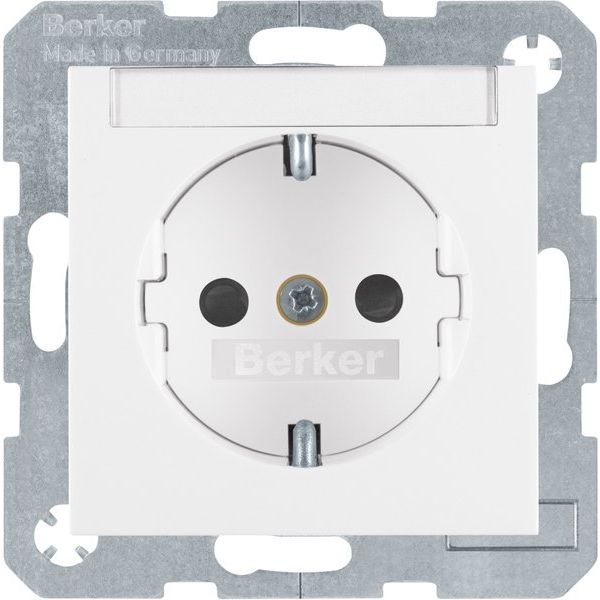 Berker - Steckdose SCHUKO-Steckdose pws/gl 47498989 m.Beschriftungsfeld