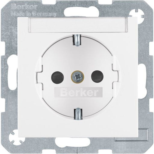 Berker - Steckdose SCHUKO-Steckdose pws/gl 47498989 m.Beschriftungsfeld