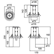 Brumberg Leuchten - Downlight/Strahler/Flutlicht LED-Einbaurichtstrahler 88755185 230V, 50Gr., 3500K