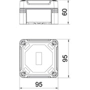 OBO Bettermann - Dose, Gehäuse für Montage auf der Wand/Decke Leergehäuse X01C LGR-TR m.transp. Deckel